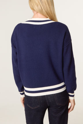 Varsity V-Neck Knit Jumper