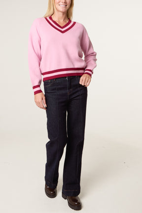 Varsity V-Neck Knit Jumper