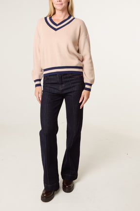 Varsity V-Neck Knit Jumper