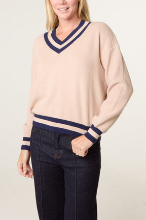 Varsity V-Neck Knit Jumper