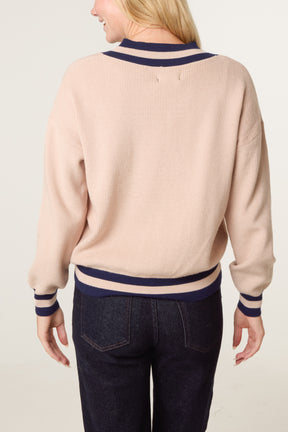 Varsity V-Neck Knit Jumper