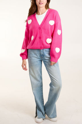 Knitted Heart Button Cardigan