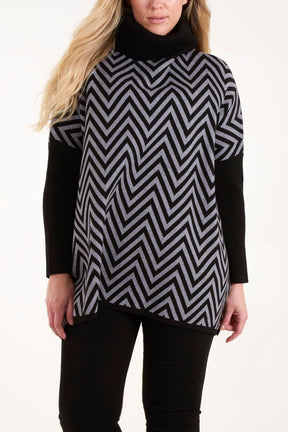 Zig Zag High Neck Jumper