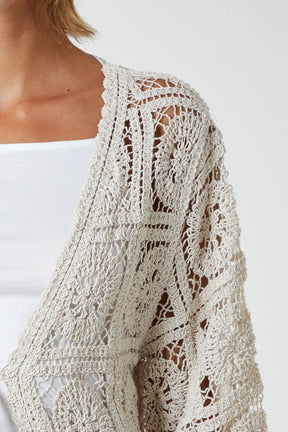 Longline Tie Up Crochet Kimono