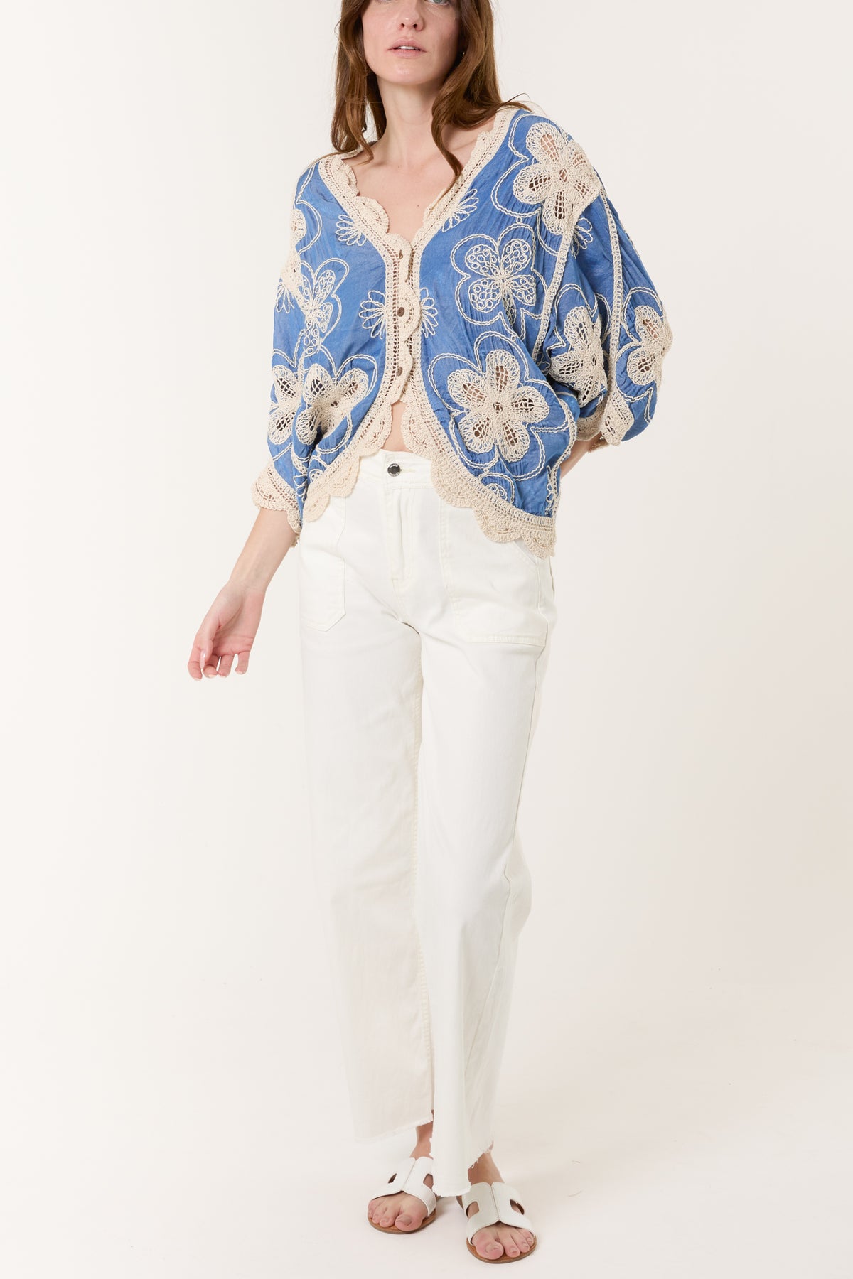 Floral Crochet Batwing Cardigan