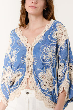 Floral Crochet Batwing Cardigan