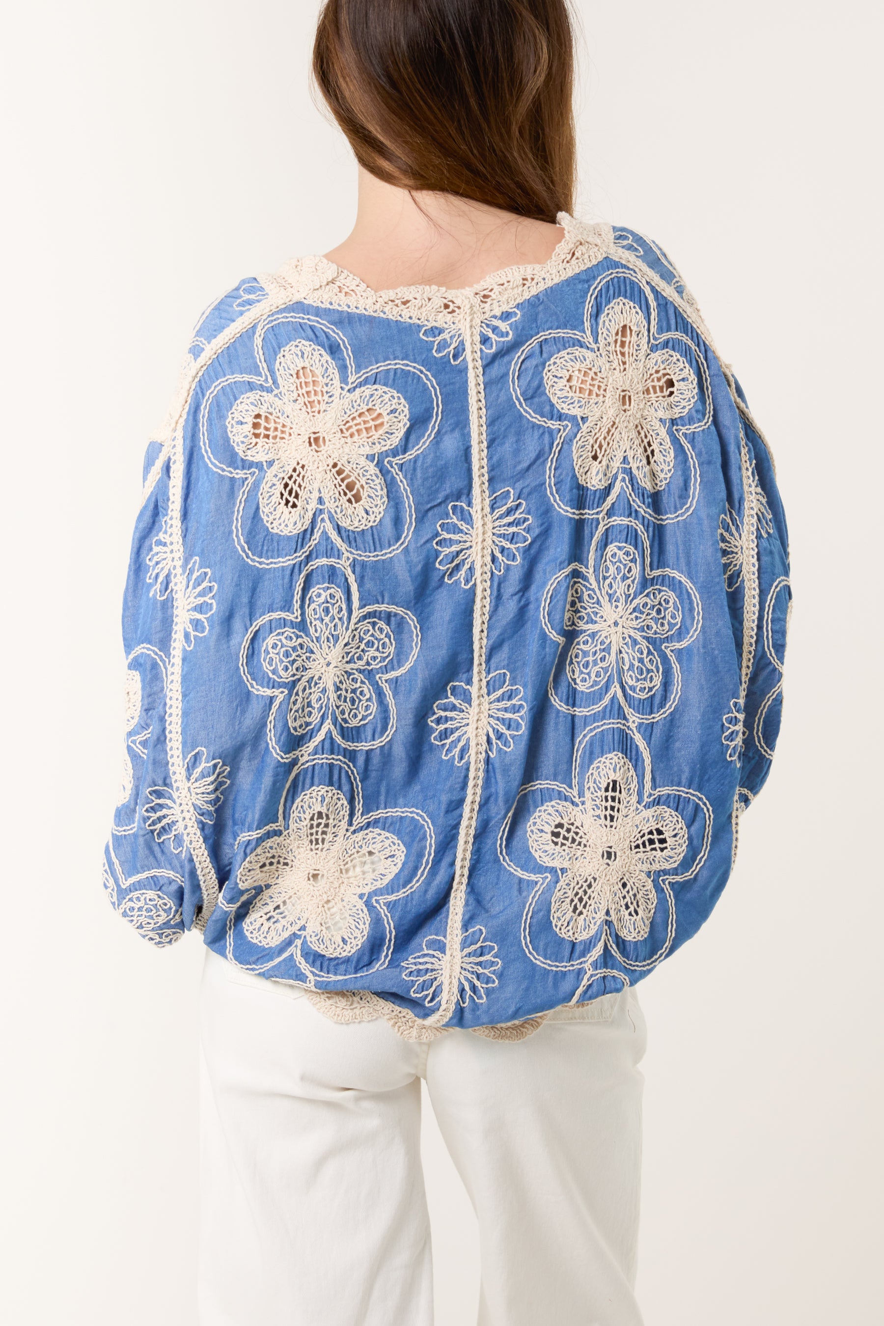 Floral Crochet Batwing Cardigan