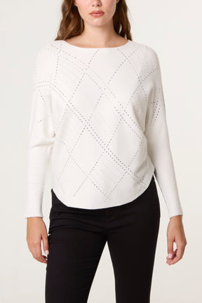 Embellished Diamond Patterned Jumper