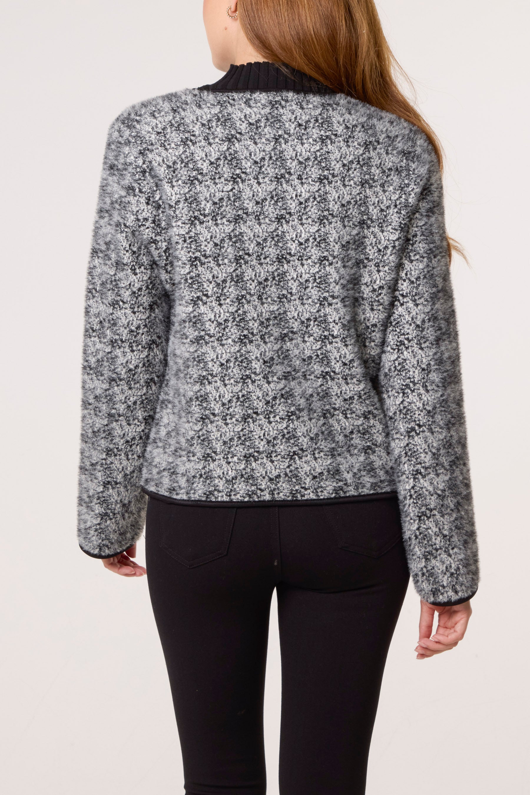 Boucle Knit Pearl Button Cardigan