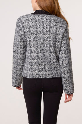 Boucle Knit Pearl Button Cardigan