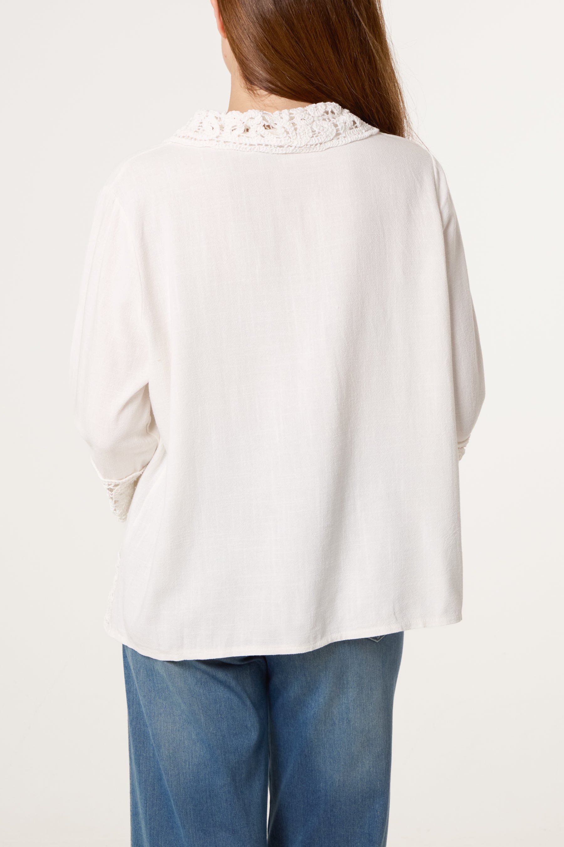 Crochet Linen Loose Fit Shirt