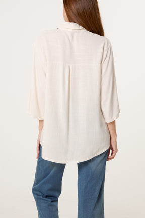 Floral Crochet Linen Loose Fit Shirt