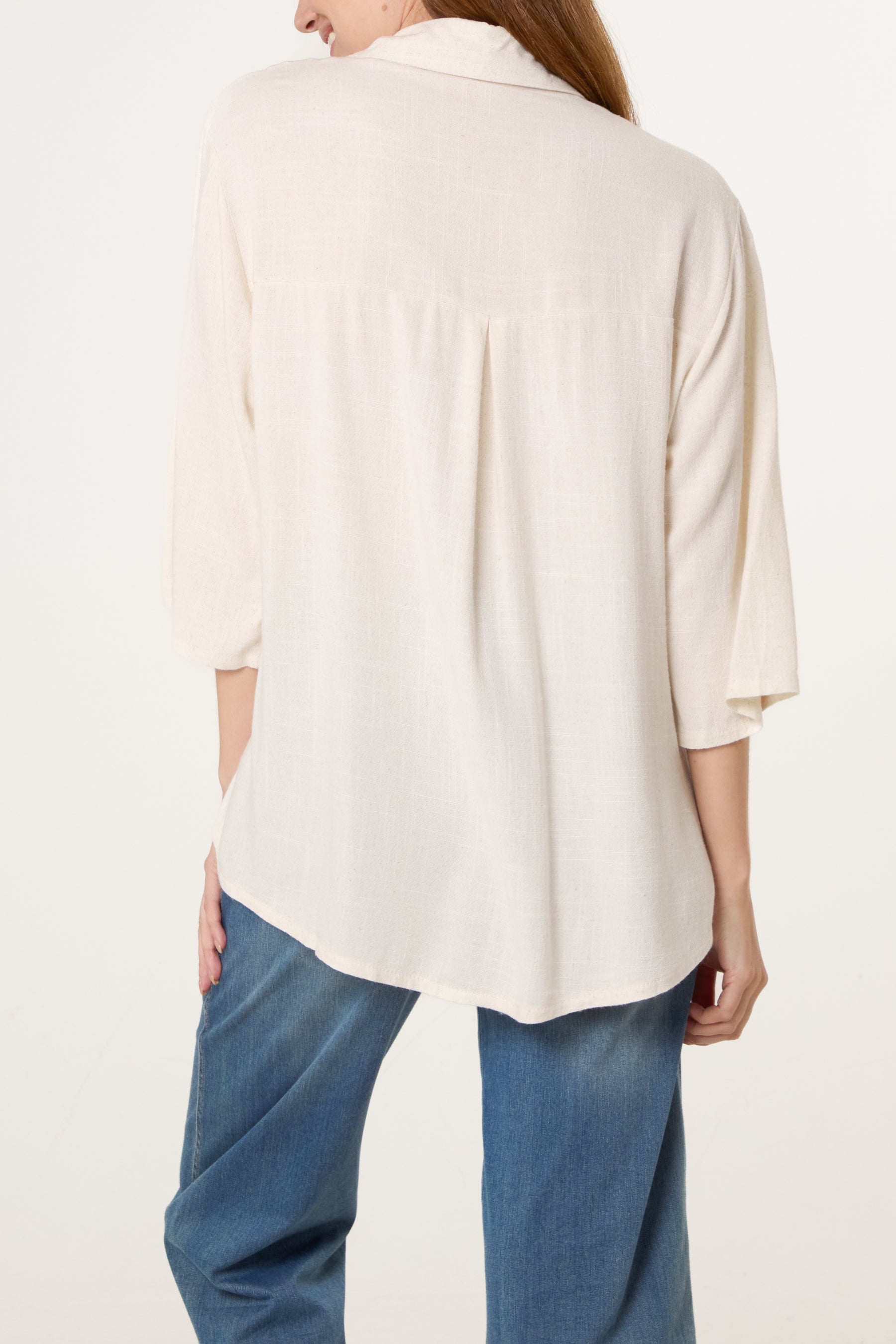 Floral Crochet Linen Loose Fit Shirt