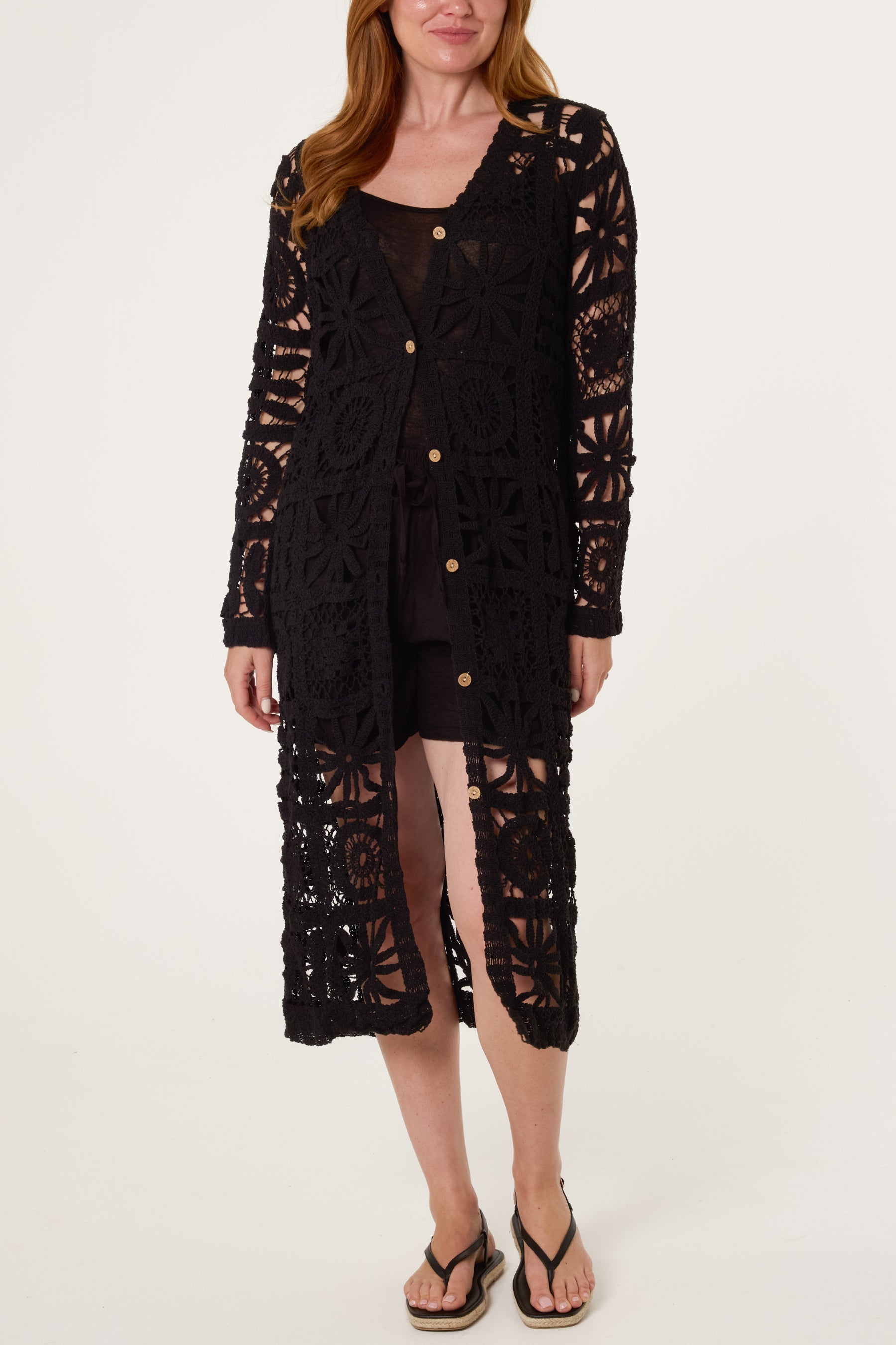 Patchwork Crochet Longline Cardigan