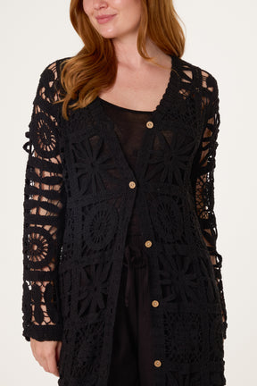 Patchwork Crochet Longline Cardigan