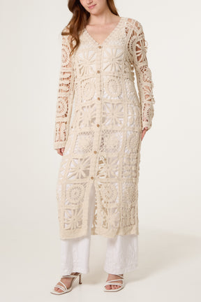 Patchwork Crochet Longline Cardigan