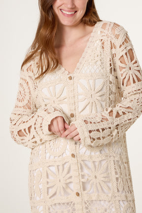 Patchwork Crochet Longline Cardigan