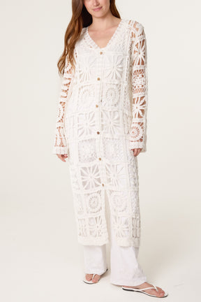 Patchwork Crochet Longline Cardigan