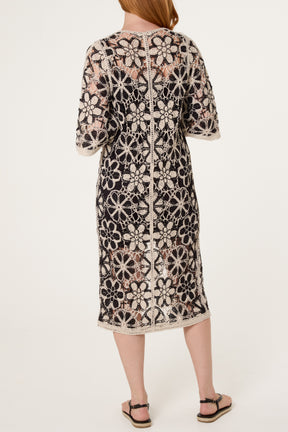 Flower Crochet Longline Cardigan