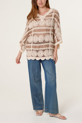 Crochet Circle Scallop Edge Top
