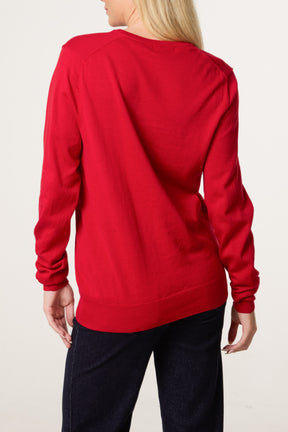 V-Neck Long Sleeve Jumper