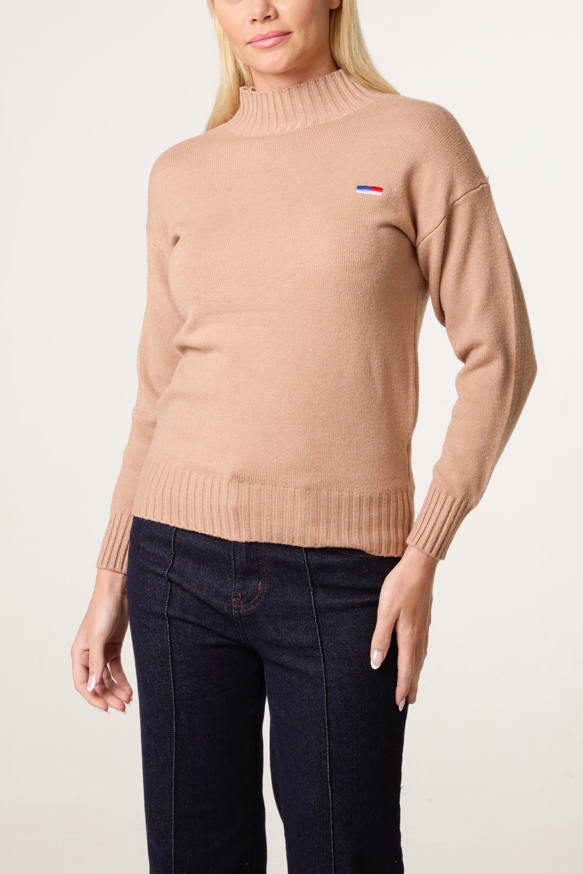 Ribbed Edge High Neck Jumper