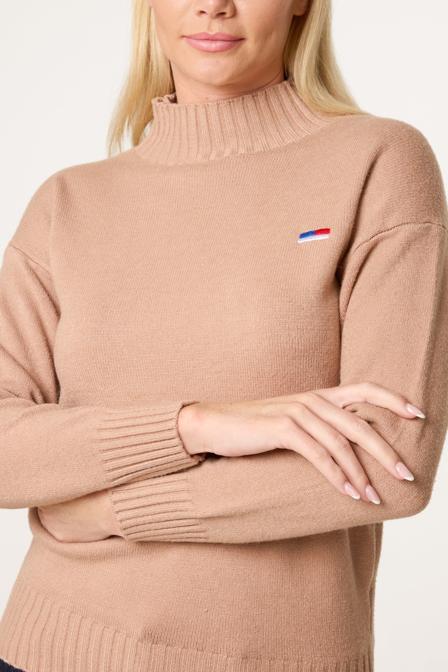 Ribbed Edge High Neck Jumper