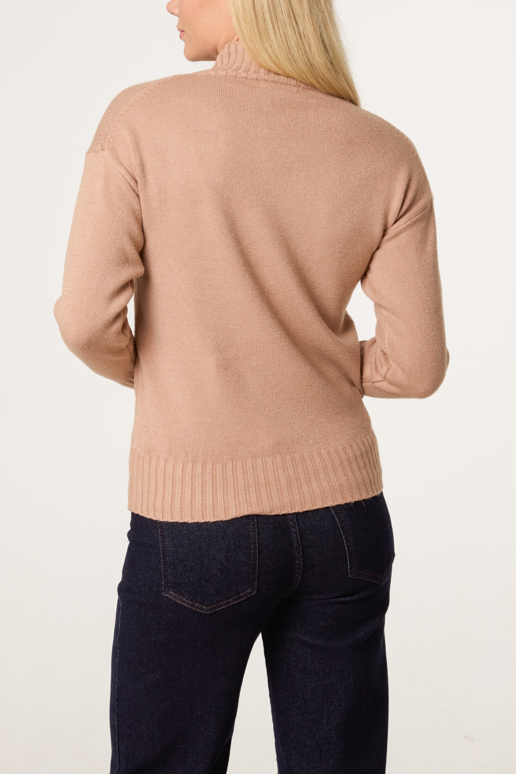 Ribbed Edge High Neck Jumper