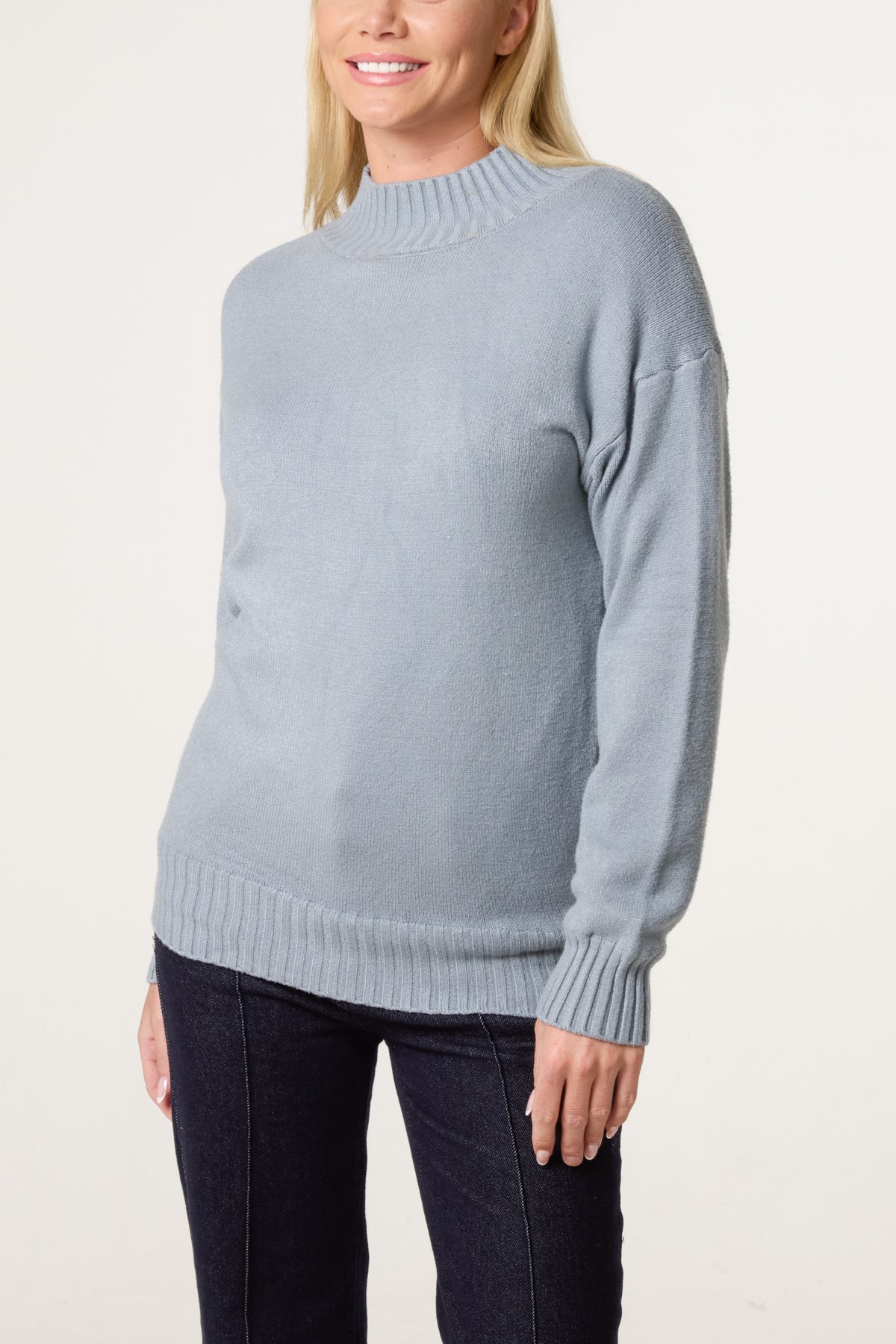 Ribbed Edge High Neck Jumper