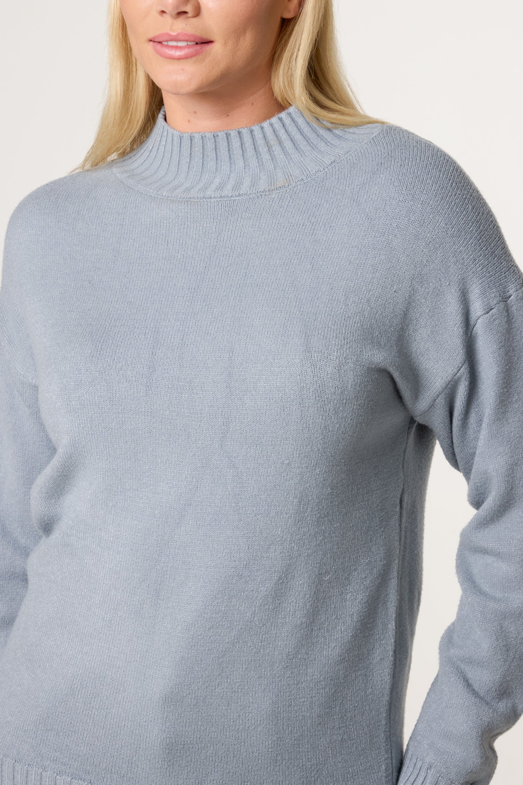 Ribbed Edge High Neck Jumper