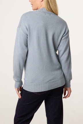 Ribbed Edge High Neck Jumper