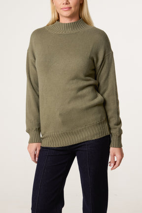 Ribbed Edge High Neck Jumper
