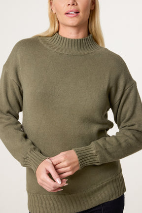 Ribbed Edge High Neck Jumper