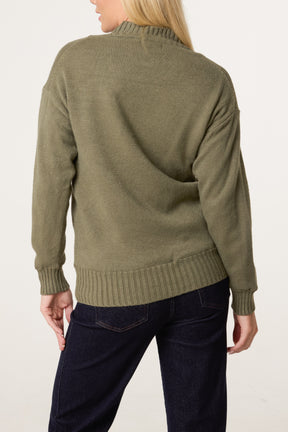 Ribbed Edge High Neck Jumper