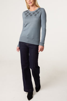 Floral Embroidered Knit Jumper