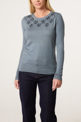 Floral Embroidered Knit Jumper