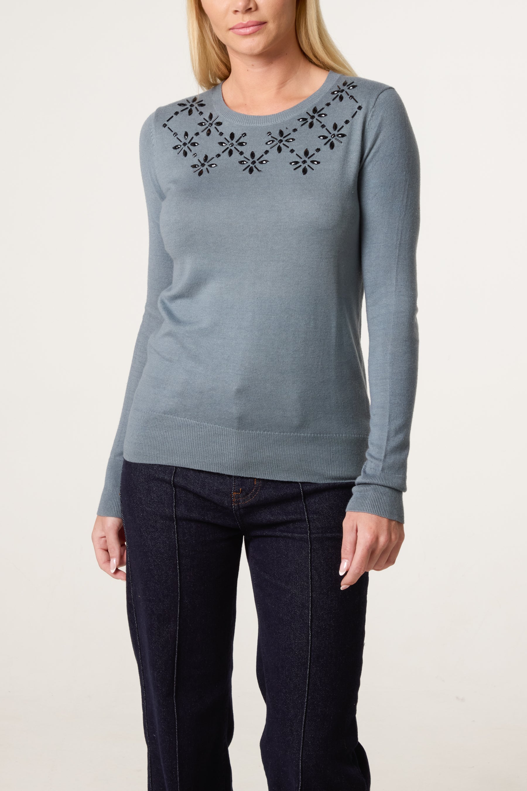 Floral Embroidered Knit Jumper