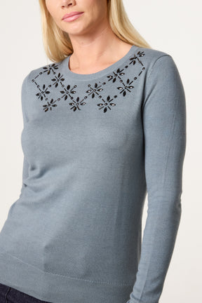 Floral Embroidered Knit Jumper