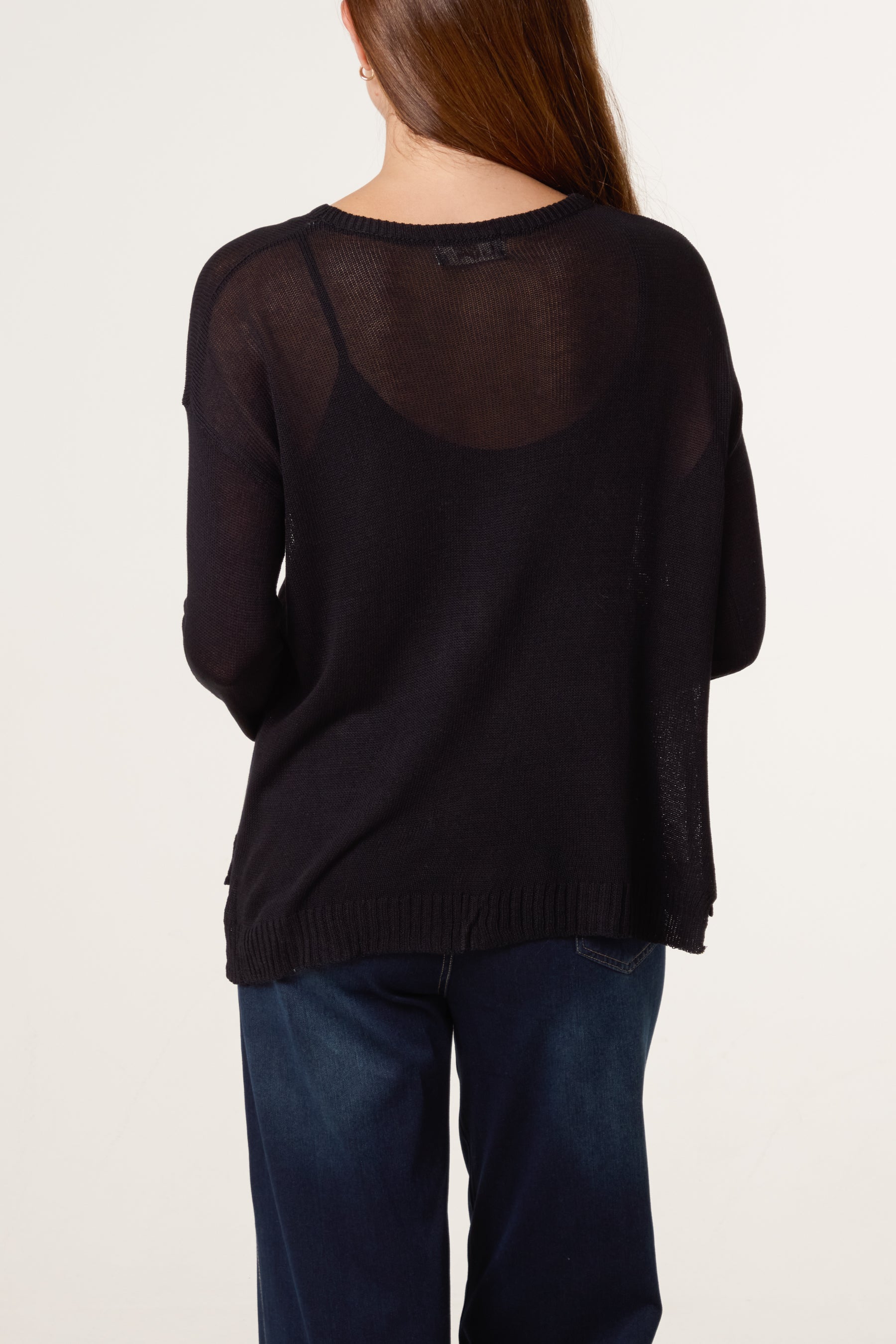 Ribbed Edge Round-Neck Jumper