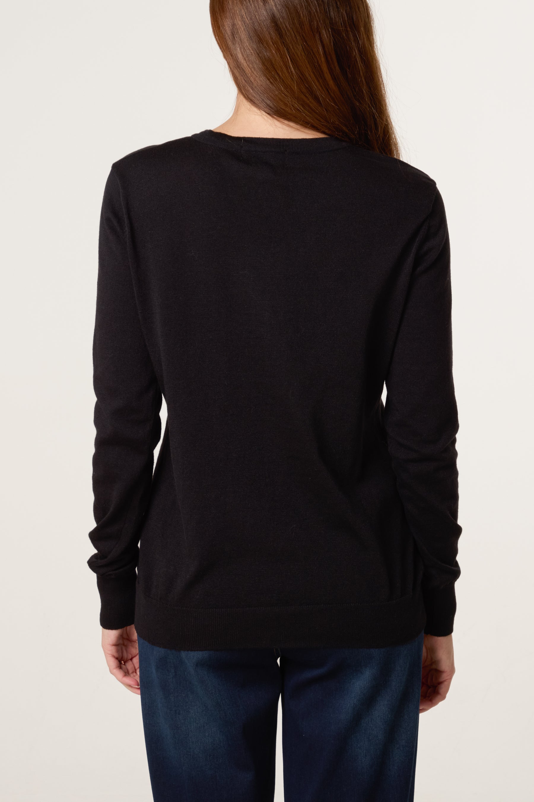 Round Neck Button Fine Knit Cardigan