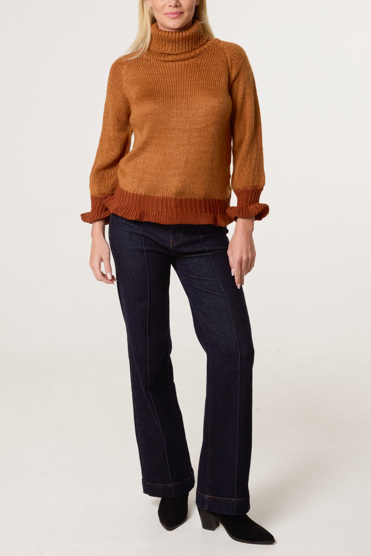 Frilled Edge Roll Neck Jumper