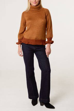 Frilled Edge Roll Neck Jumper