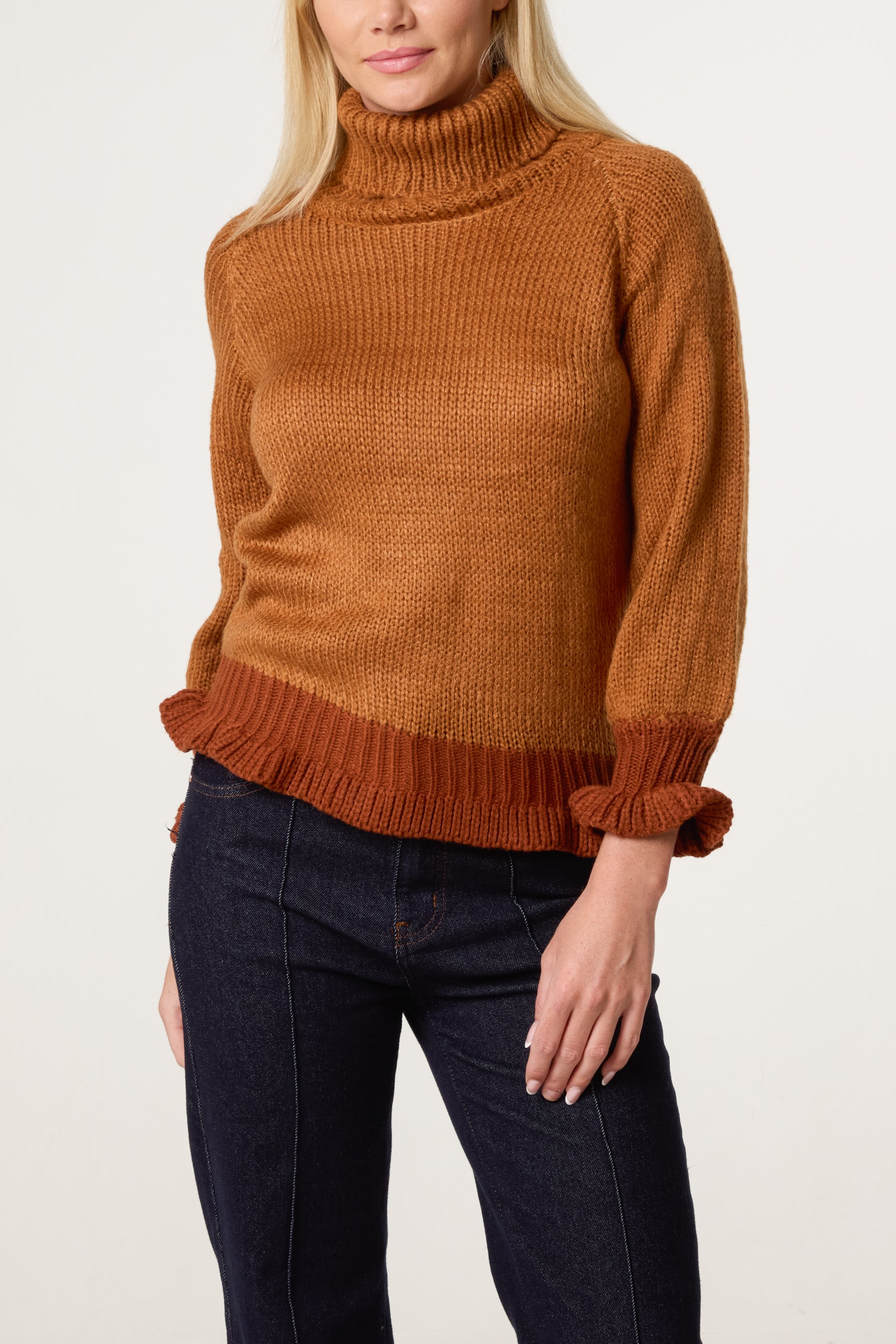 Frilled Edge Roll Neck Jumper