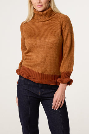 Frilled Edge Roll Neck Jumper