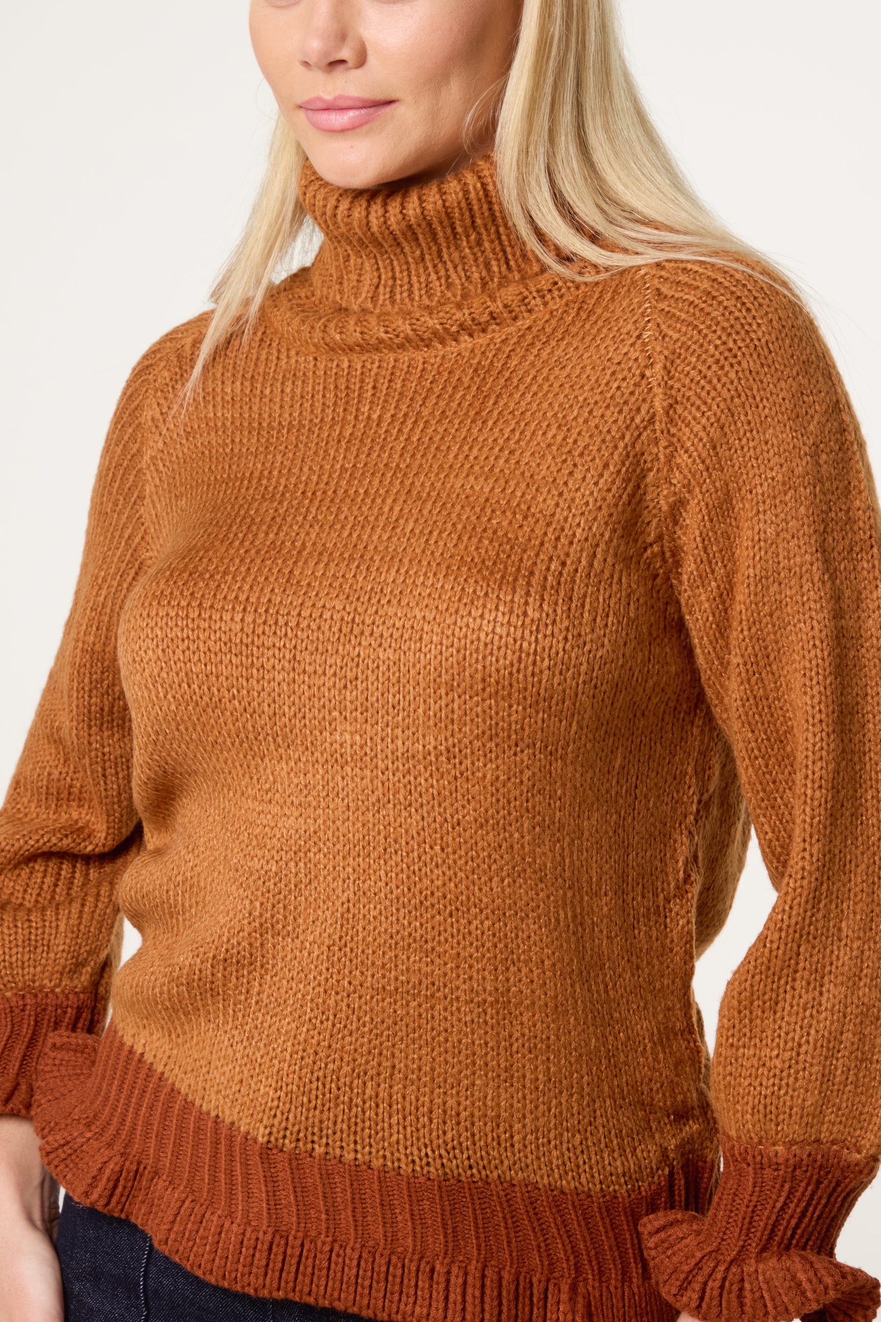 Frilled Edge Roll Neck Jumper