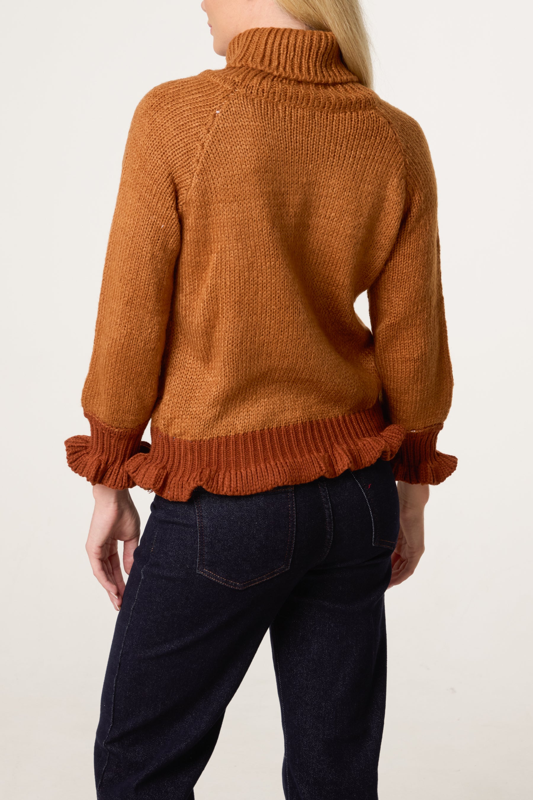 Frilled Edge Roll Neck Jumper