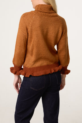 Frilled Edge Roll Neck Jumper