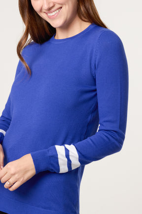 Striped Sleeve Fine Knit Jumper