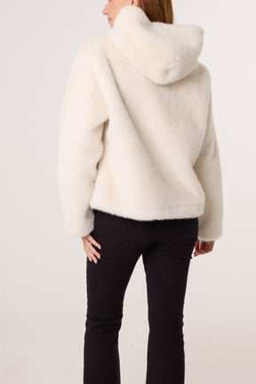 Faux Fur Zip-Up Hooded Coat