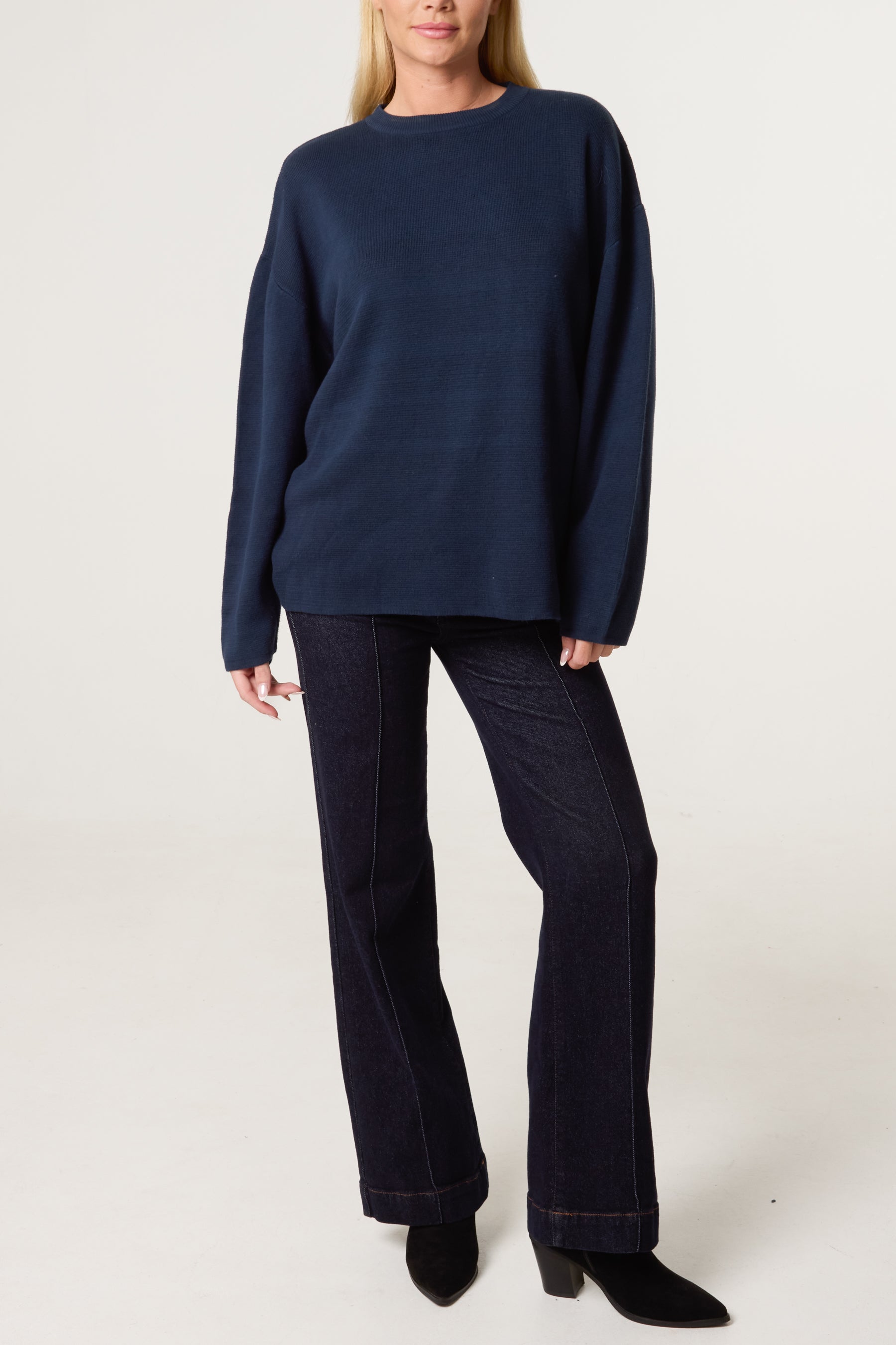 Navy High Neck Knit Jumper